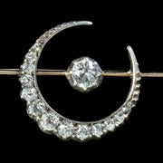 Antique Victorian Diamond Crescent Moon Brooch Silver 18ct Gold