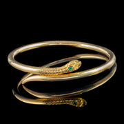 Antique Victorian Diamond Emerald Snake Slave Bangle 15ct Gold