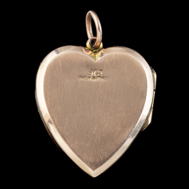 Antique Victorian Diamond Heart Locket 9ct Gold
