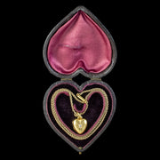 Antique Victorian Diamond Heart Locket Necklace With Heart Box Dated 1876
