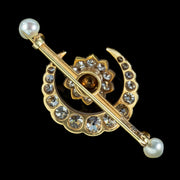 Antique Victorian Diamond Pearl Crescent Flower Brooch 3.2ct Of Diamond