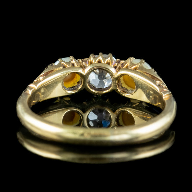 Antique Victorian Diamond Pearl Trilogy Ring 0.40ct Diamond