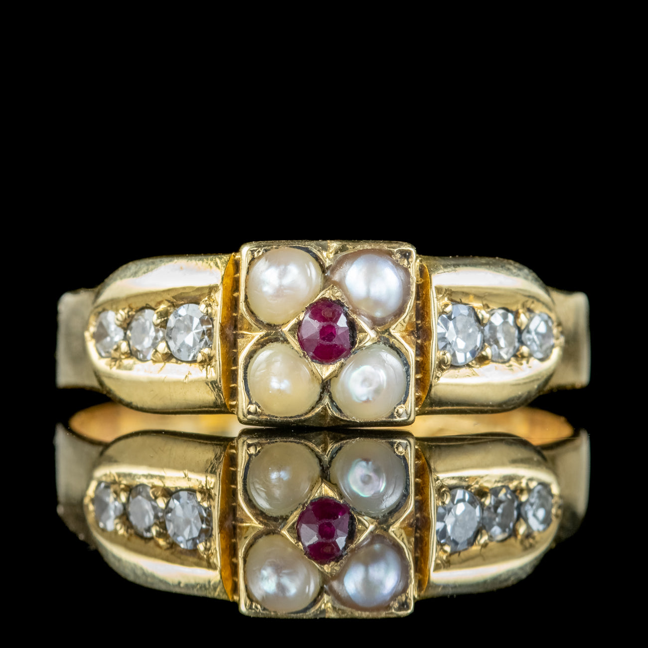 Antique Victorian Diamond Ruby Pearl Ring – Laurelle Antique Jewellery