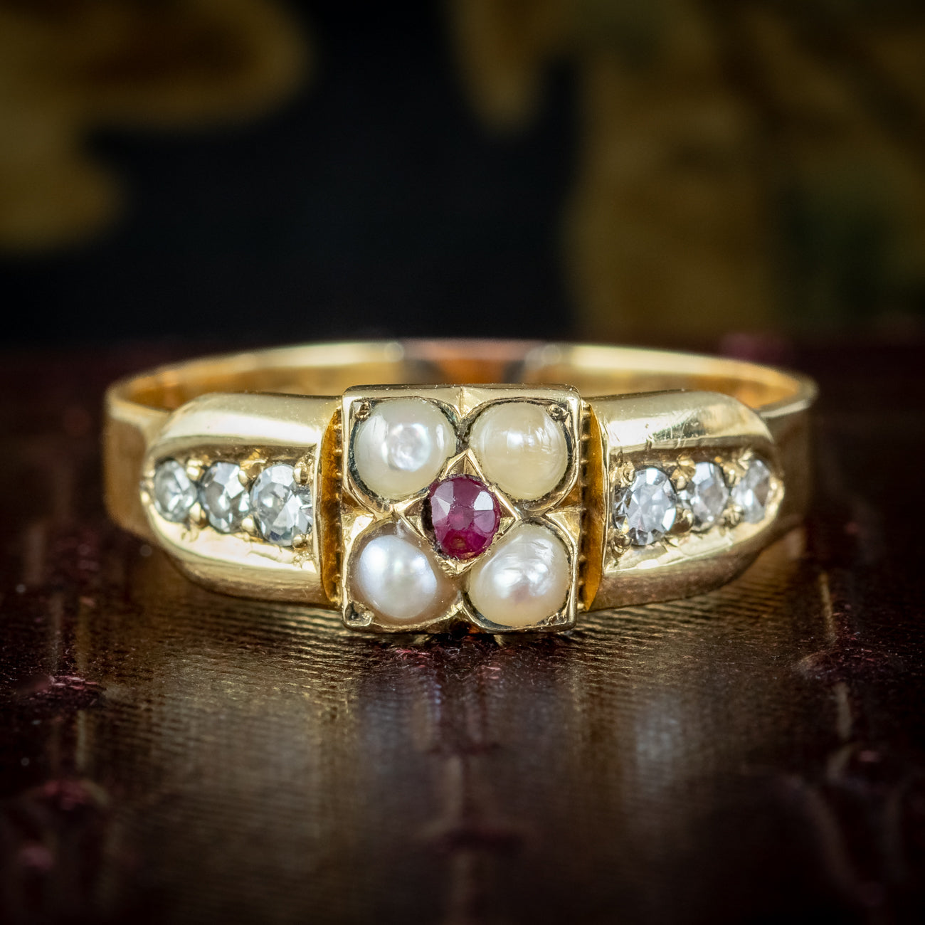 Antique Victorian Diamond Ruby Pearl Ring – Laurelle Antique Jewellery