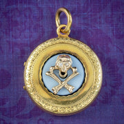 Antique Victorian Diamond Skull Agate Locket 18ct Gold