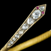 Antique Victorian Diamond Snake Bangle Ruby Eyes 2.1ct Diamond