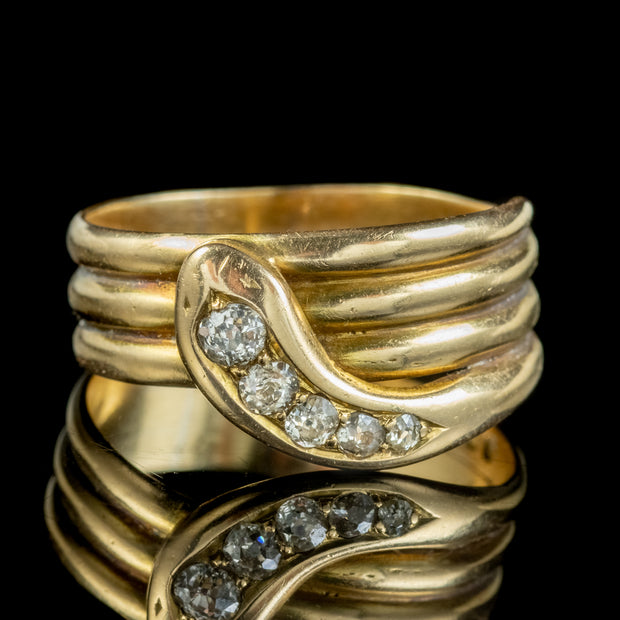 Antique Victorian Diamond Snake Ring Dated 1900