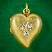 Antique Victorian Diamond Witches Heart Locket 15ct Gold Circa 1890