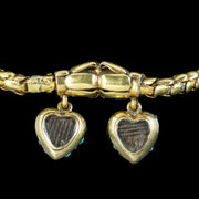 Antique Victorian Turquoise Heart Locket Mourning Bracelet 18ct Gold 