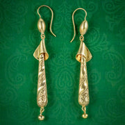 Antique Victorian Drop Earrings 15ct Gold Circa 1880 cover