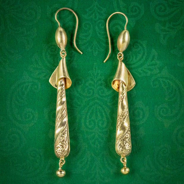 Antique Victorian Drop Earrings 15ct Gold Circa 1880 cover