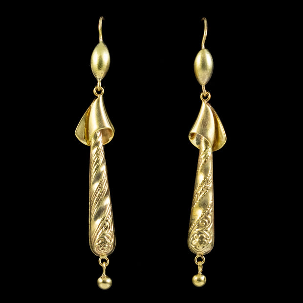 Antique Victorian Drop Earrings 15ct Gold Circa 1880 front
