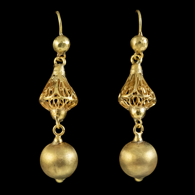 Antique Victorian Drop Earrings 15ct Gold Circa 1890