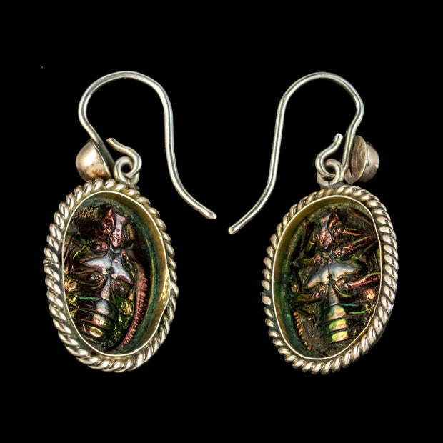 Scarab Beetle Post Earrings in Oxidized Silver  Shibumi Gallery