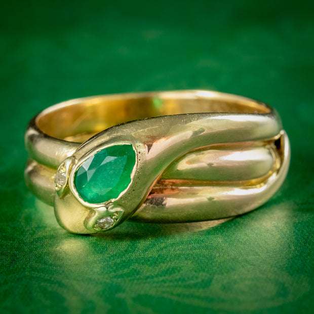 Antique Victorian Emerald Snake Ring Dated 1877