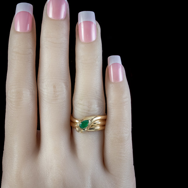 Antique Victorian Emerald Snake Ring Dated 1877