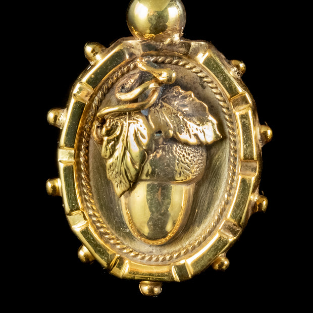 Antique Victorian Etruscan Acorn Earrings Silver Gold Gilt Circa 1860