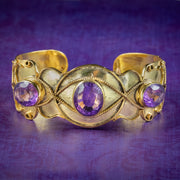 Antique Victorian Etruscan Amethyst Bangle 18ct Gold On Silver Circa 1880 main