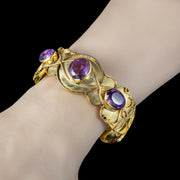 Antique Victorian Etruscan Amethyst Bangle 18ct Gold On Silver Circa 1880 wrist