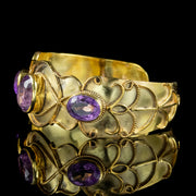 Antique Victorian Etruscan Amethyst Bangle 18ct Gold On Silver Circa 1880 side