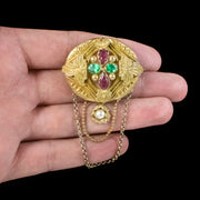 Antique Victorian Etruscan Paste Brooch Dated 1871