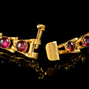 Antique Victorian Etruscan Revival Cabochon Garnet Diamond Bracelet 18ct Gold Circa 1880