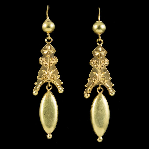 Antique Victorian Etruscan Revival Drop Earrings 18ct Gold Circa 1860 ...