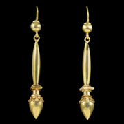 Antique Victorian Etruscan Revival Drop Earrings 18ct Gold Circa 1880 front