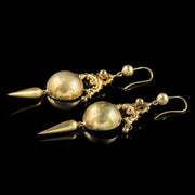 Antique Victorian Etruscan Revival Drop Earrings 18ct Gold