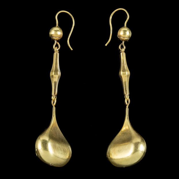 Antique Victorian Etruscan Revival Drop Earrings 9ct Gold Circa 1880 back