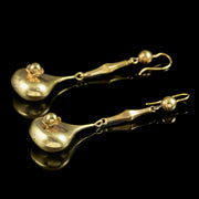 Antique Victorian Etruscan Revival Drop Earrings 9ct Gold Circa 1880 side