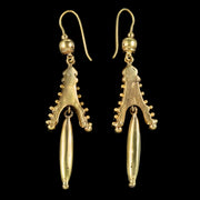 Antique Victorian Etruscan Revival Earrings 18ct Gold Circa 1880