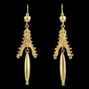 Antique Victorian Etruscan Revival Earrings 18ct Gold Circa 1880