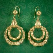Antique Victorian Etruscan Revival Hoop Earrings 18ct Gold Circa 1880