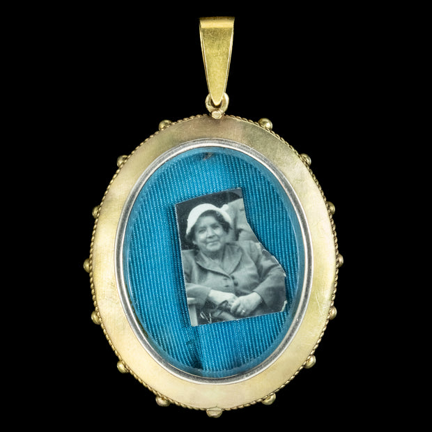 Antique Victorian Etruscan Revival Pearl Locket 18ct Gold 