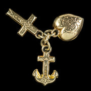 Antique Victorian Faith Hope And Charity Pendant Charms 9ct Gold Circa 1880 anchor