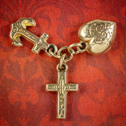 Antique Victorian Faith Hope And Charity Pendant Charms 9ct Gold Circa 1880 cover