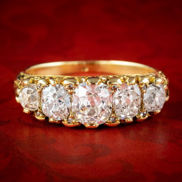 Antique Victorian Five Stone Diamond Ring 2.4ct Total