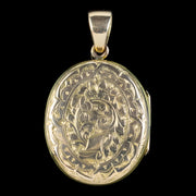 Antique Victorian Floral Locket 9ct Gold Back And Front Circa 1880