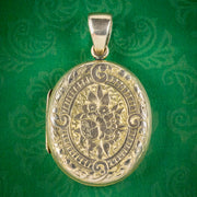 Antique Victorian Floral Locket 9ct Gold Back And Front Circa 1880
