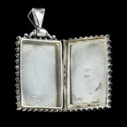 Antique Victorian Floral Locket Sterling Silver Dated 1880