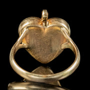 Antique Victorian Forget Me Not Heart Locket Ring Circa 1880