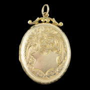 Antique Victorian Forget Me Not Locket 9ct Gold Back And Front