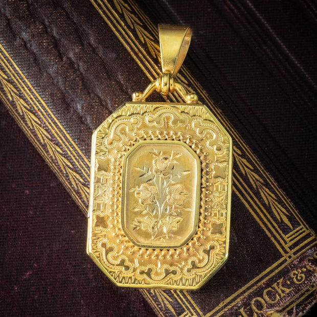 Antique Victorian Forget Me Not Locket Silver Gold Gilt Dated 1880