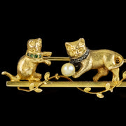 Antique Victorian French Cat Brooch Gemstone Collars 18ct Gold Circa 1900 close1