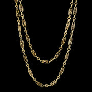 Antique Victorian French Long Chain Necklace Gold Gilded Silver
