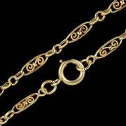 Antique Victorian French Long Chain Necklace Gold Gilded Silver