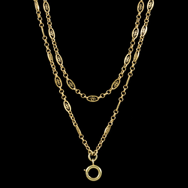 Antique Victorian French Guard Chain Necklace 18ct Gold Circa 1900 ...