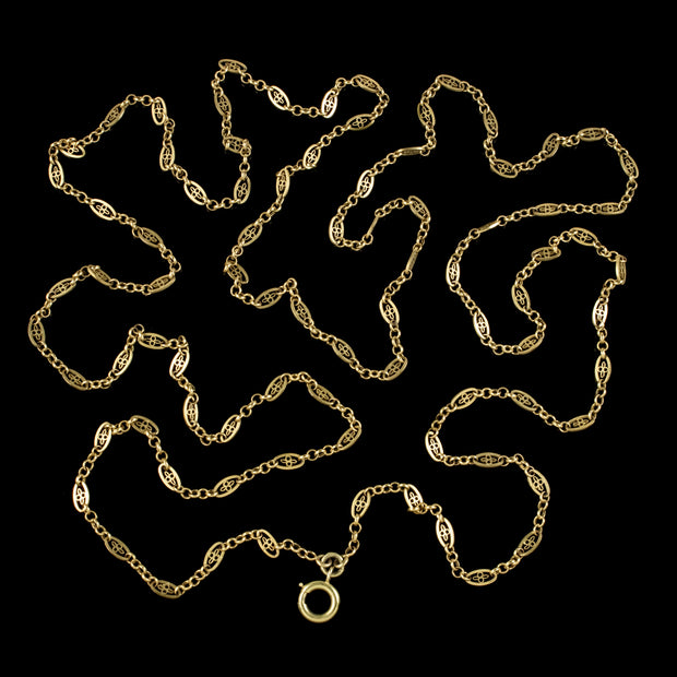 Antique Victorian French Guard Chain Necklace 18ct Gold Circa 1900