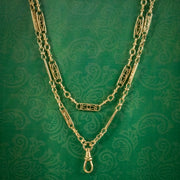 Antique Victorian French Guard Chain Silver 18ct Gold Gilt Circa 1900